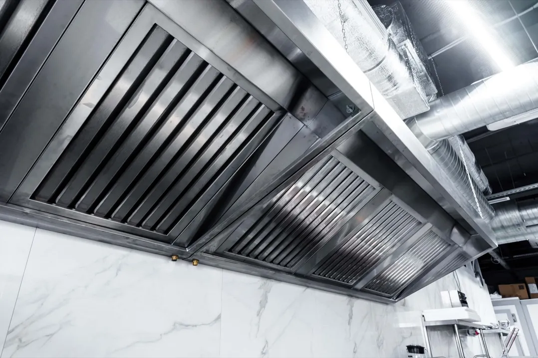Système d'extraction et hotte professionnelle en inox en cuisine de restaurant, Biohotte Nuisibles Nanterre